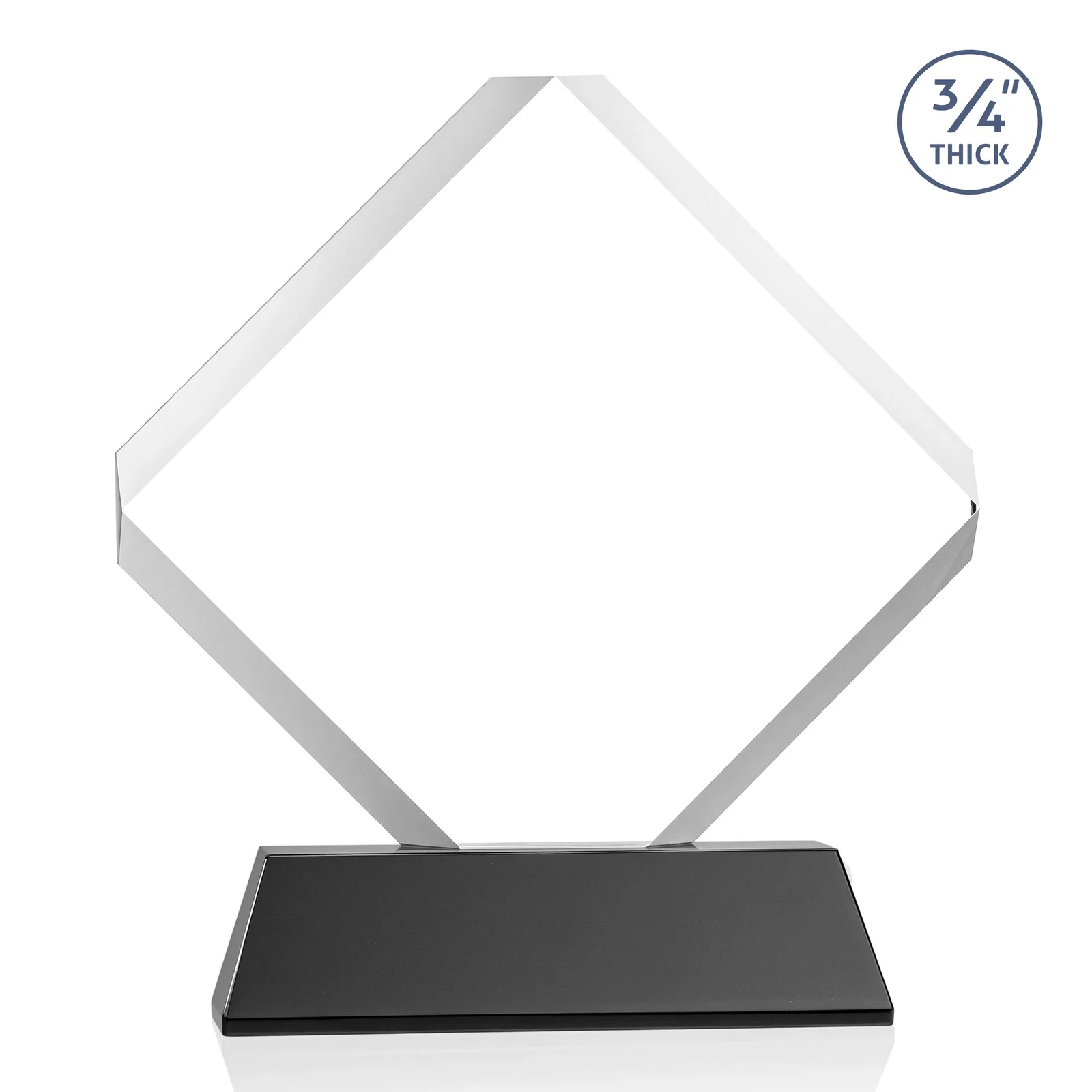 Custom engraved Clipped-Edge Optical Crystal Diamond Award on Newhaven Base for company anniversary events