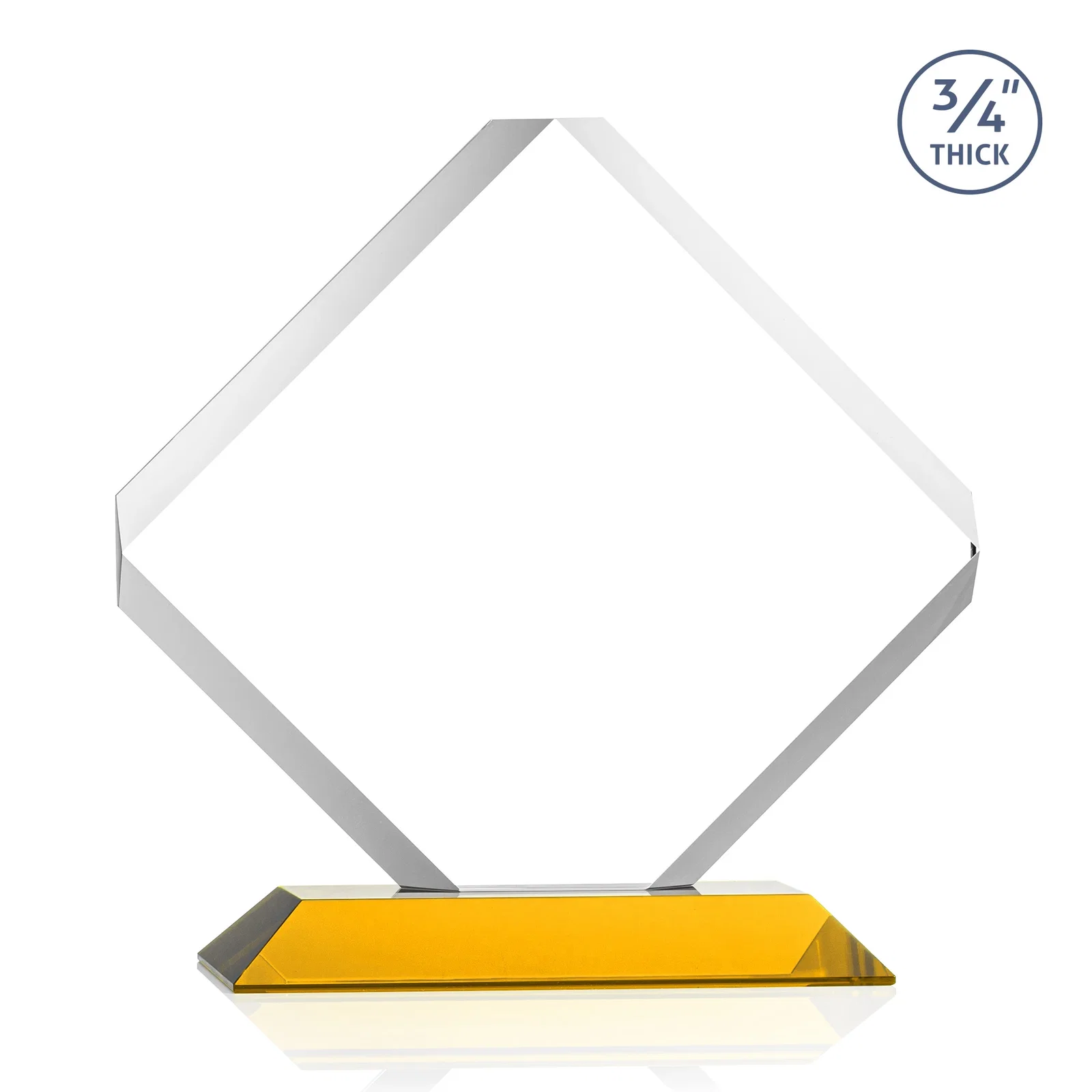 Custom Clipped-Edge Starfire Crystal Diamond Award on Standard Base, with your logo for volunteer appreciation
