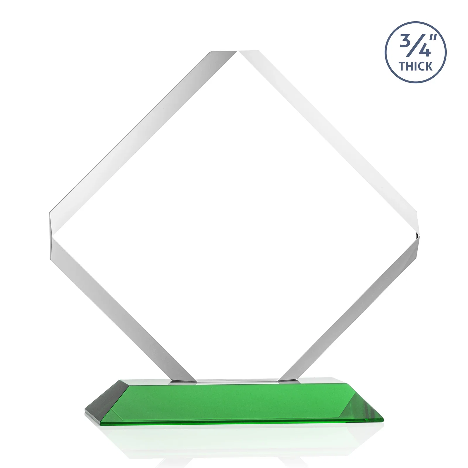 Personalized Clipped-Edge Starfire Crystal Diamond Award on Standard Base, with your logo for employee recognition
