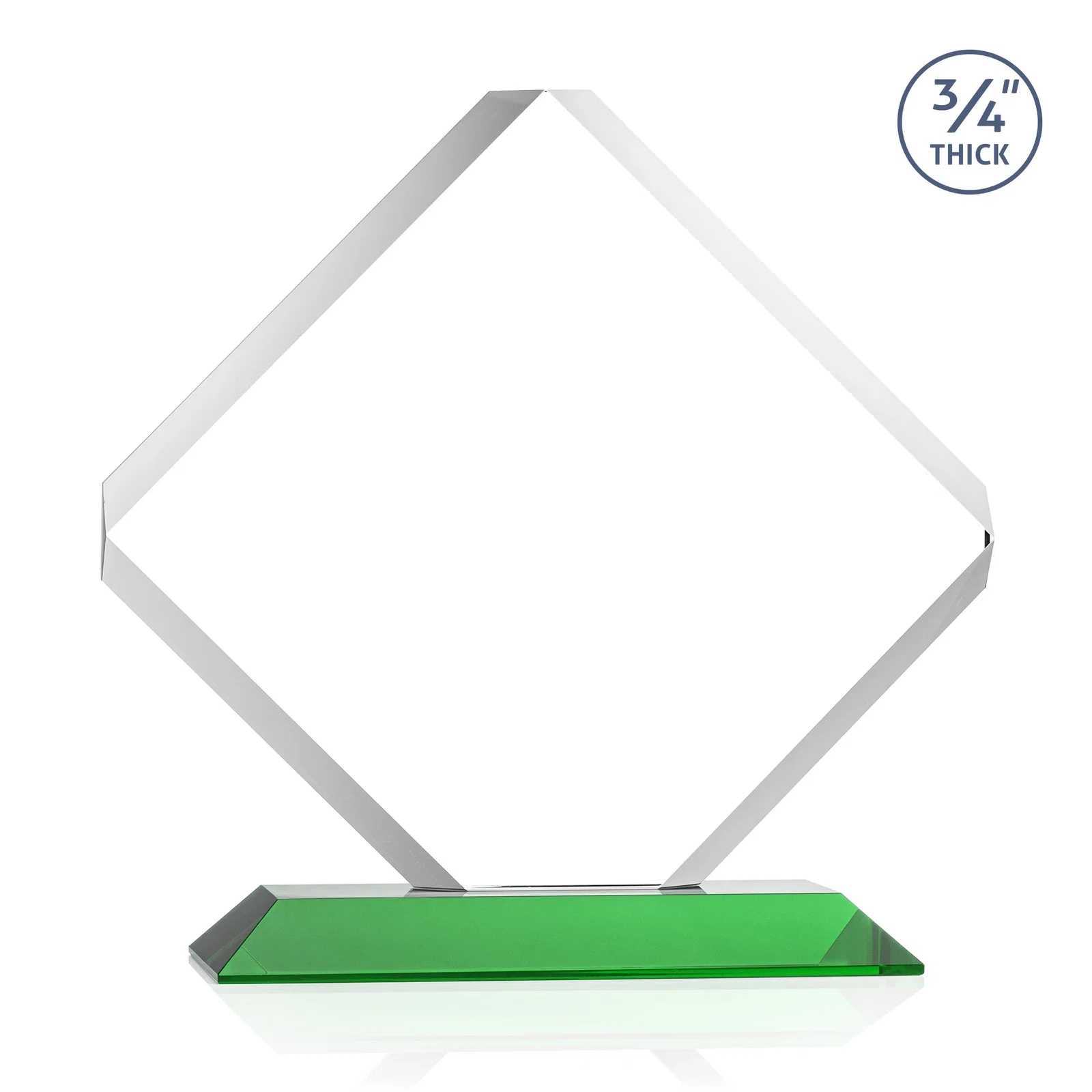 Personalized Clipped-Edge Starfire Crystal Diamond Award on Standard Base, with your logo for corporate award ceremonies