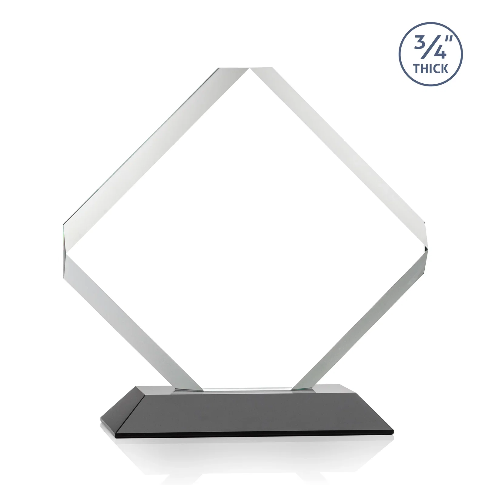 Personalized Clipped-Edge Starfire Crystal Diamond Award on Standard Base, with your logo for service anniversary gifts