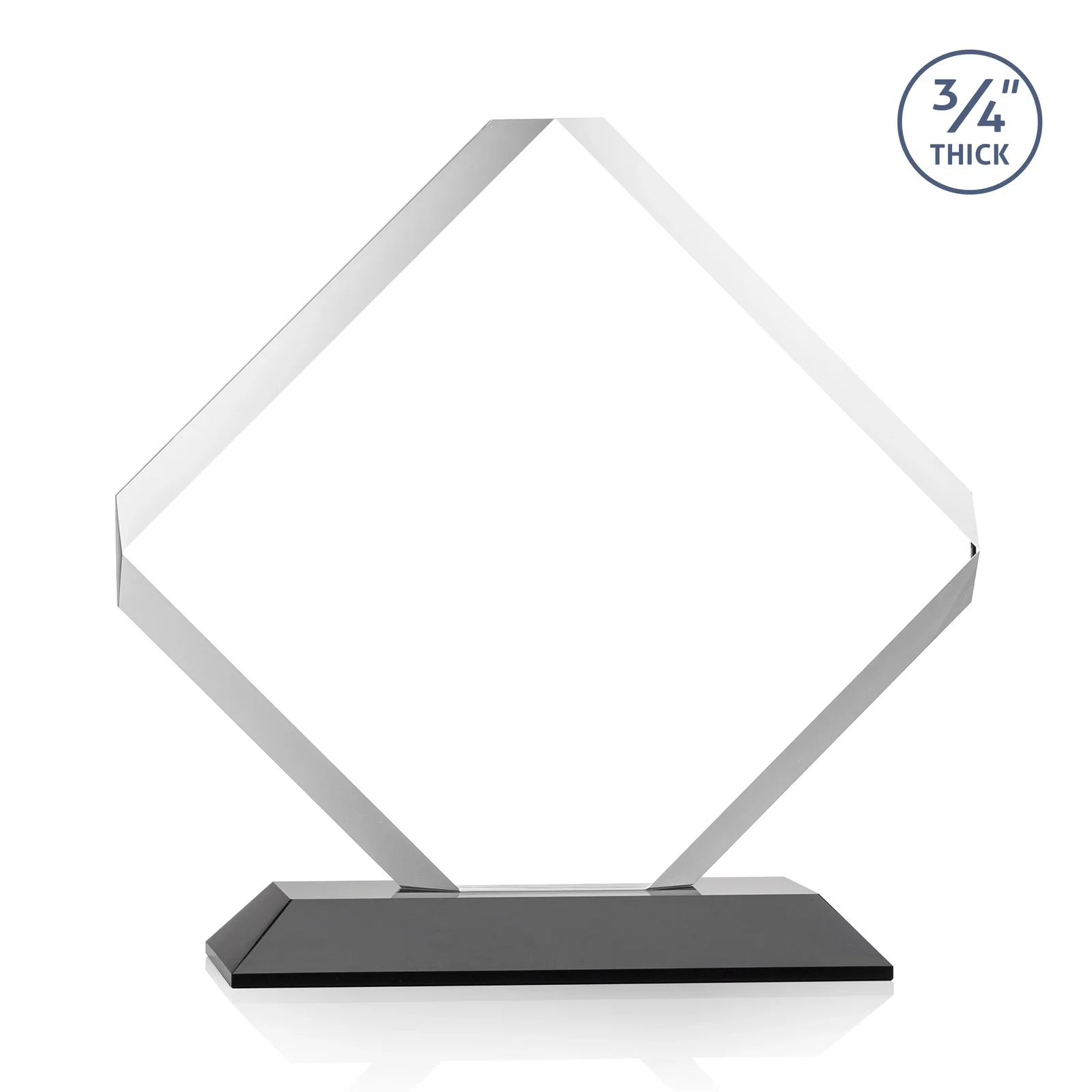 Personalized Clipped-Edge Starfire Crystal Diamond Award on Standard Base, with your logo for sales achievement awards