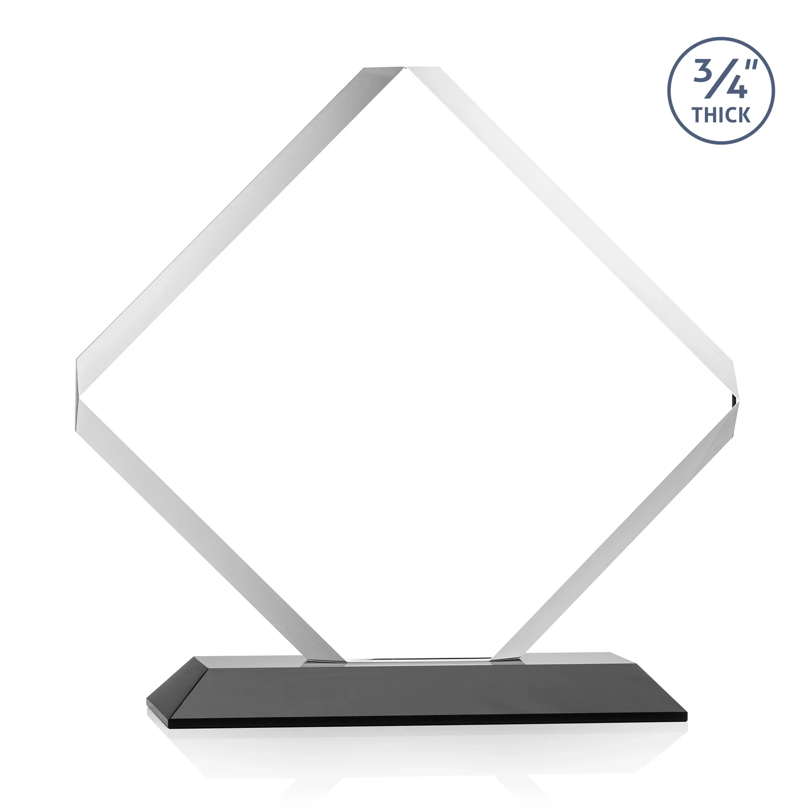 Personalized Clipped-Edge Starfire Crystal Diamond Award on Standard Base, with your logo for retirement presentations