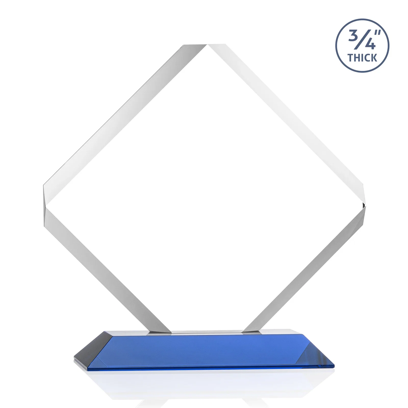 Personalized Clipped-Edge Starfire Crystal Diamond Award on Standard Base, with your logo for donor appreciation