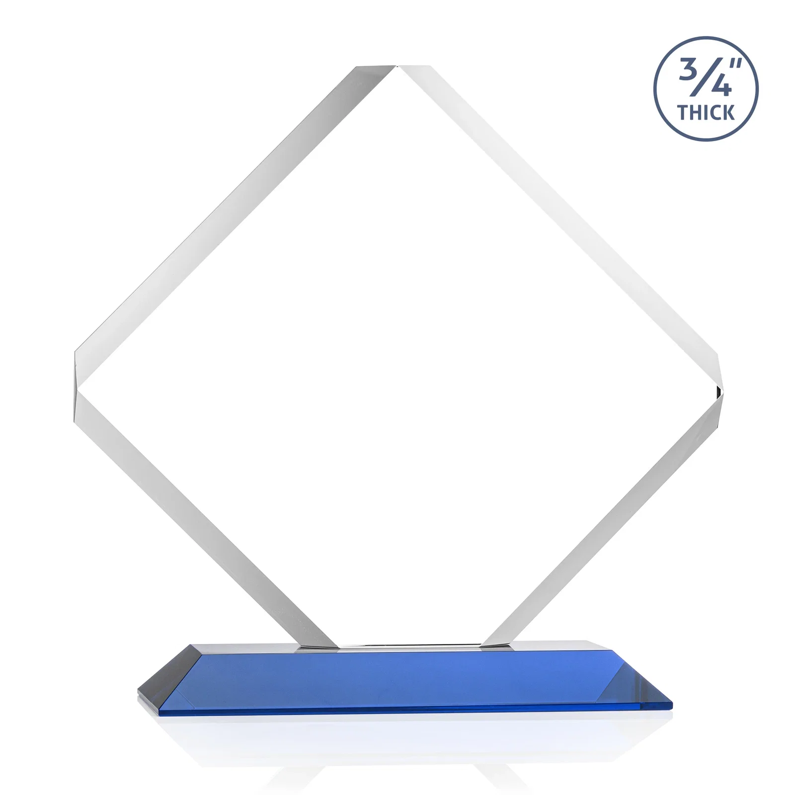 Personalized Clipped-Edge Starfire Crystal Diamond Award on Standard Base, with your logo for graduation ceremonies