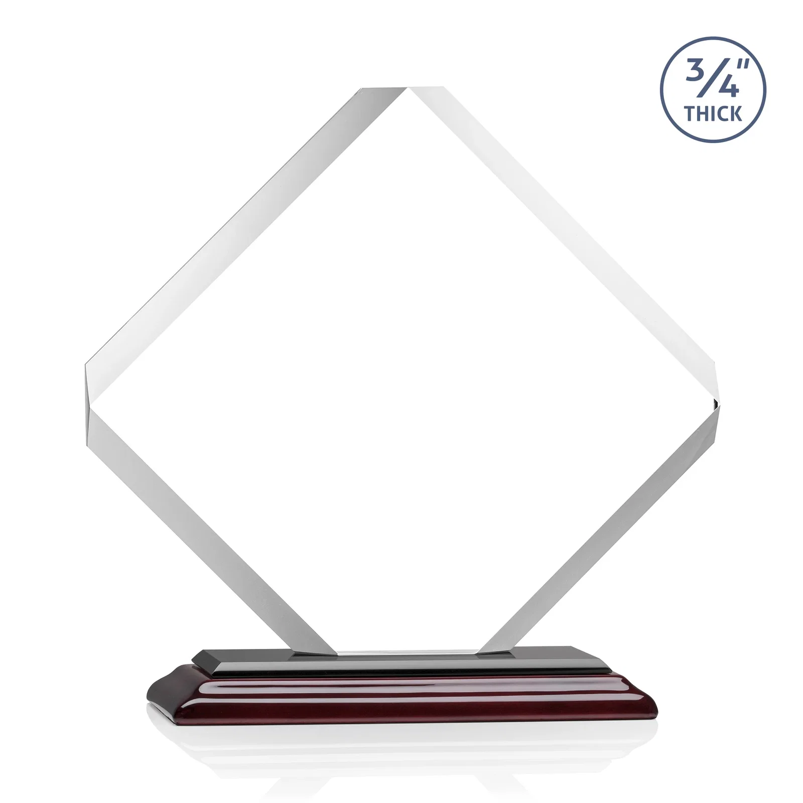 Personalized Clipped-Edge Starfire Crystal Diamond Award on Standard Base, with your logo for volunteer appreciation