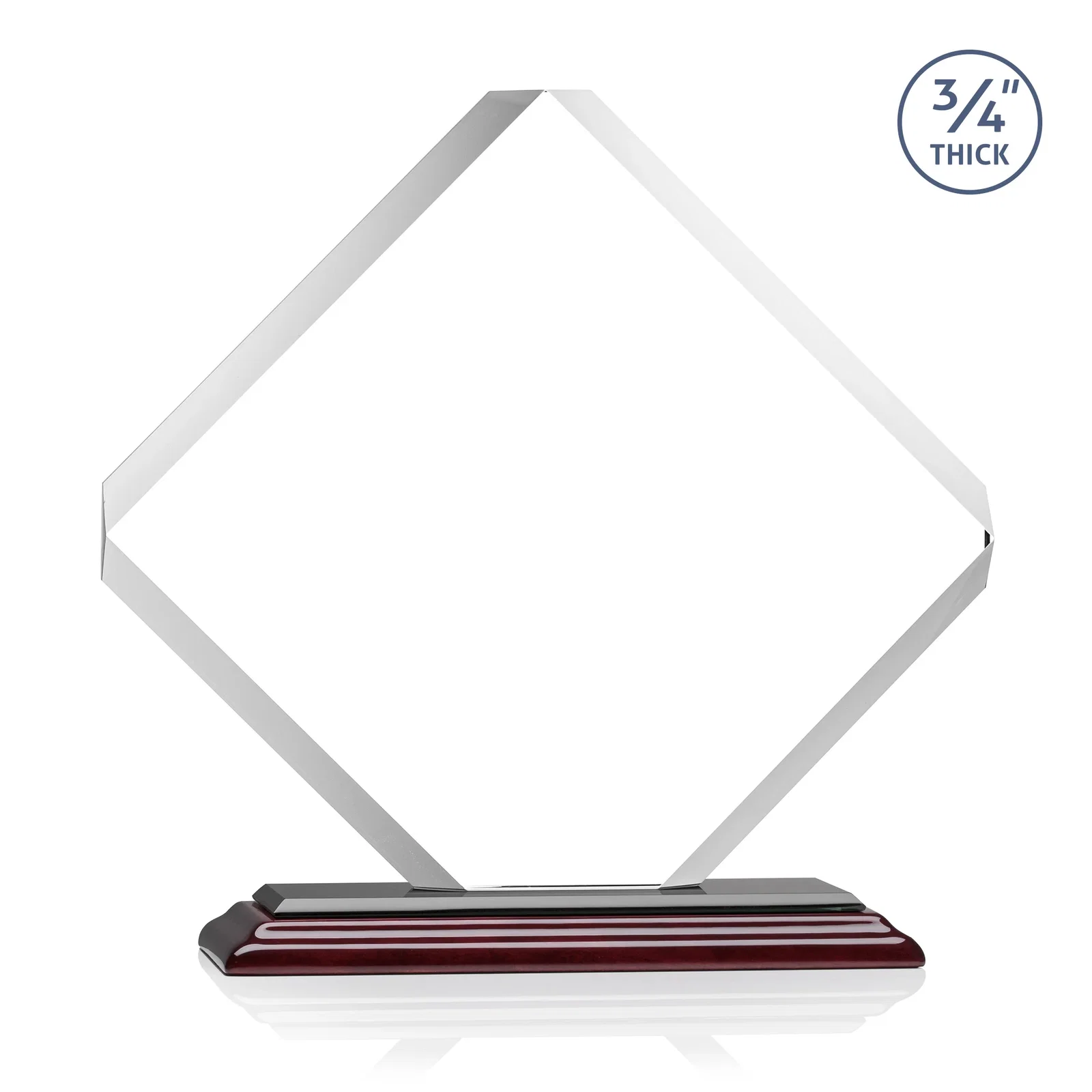 Personalized Clipped-Edge Starfire Crystal Diamond Award on Standard Base, with your logo for dealer and partner awards