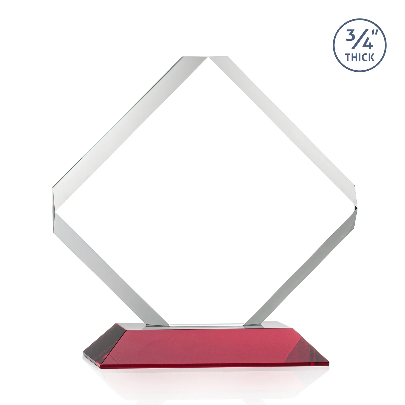 Personalized Clipped-Edge Starfire Crystal Diamond Award on Standard Base, with your logo for company anniversary events