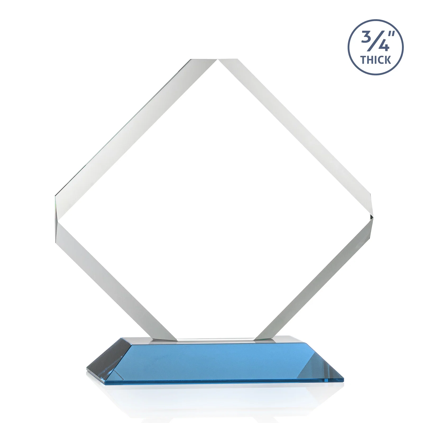 Promotional Clipped-Edge Starfire Crystal Diamond Award on Standard Base, with your logo for service anniversary gifts