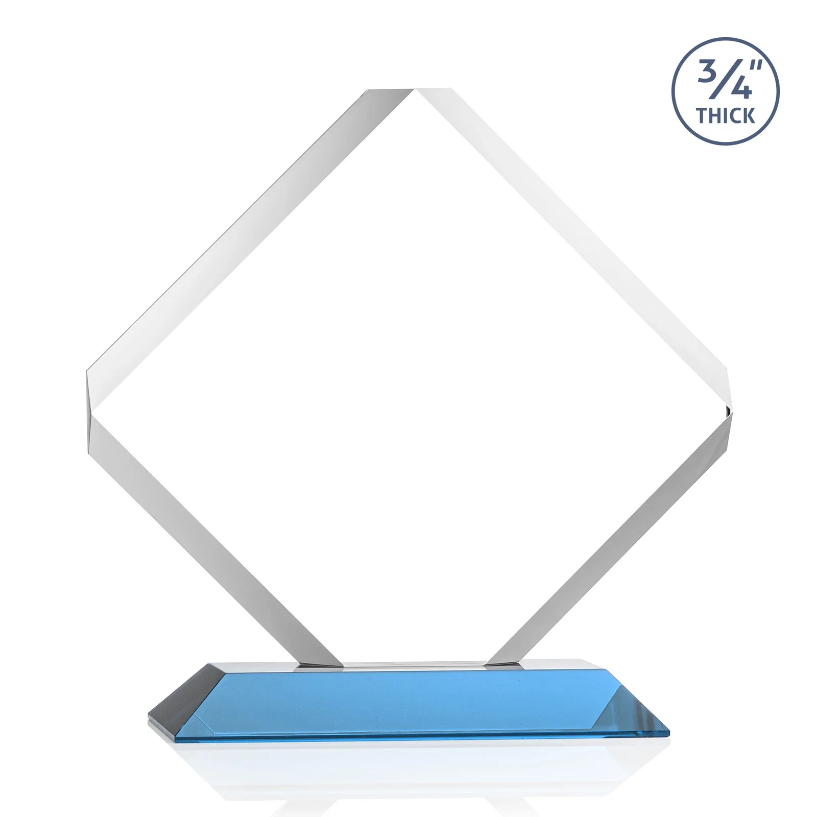 Promotional Clipped-Edge Starfire Crystal Diamond Award on Standard Base, with your logo for sales achievement awards