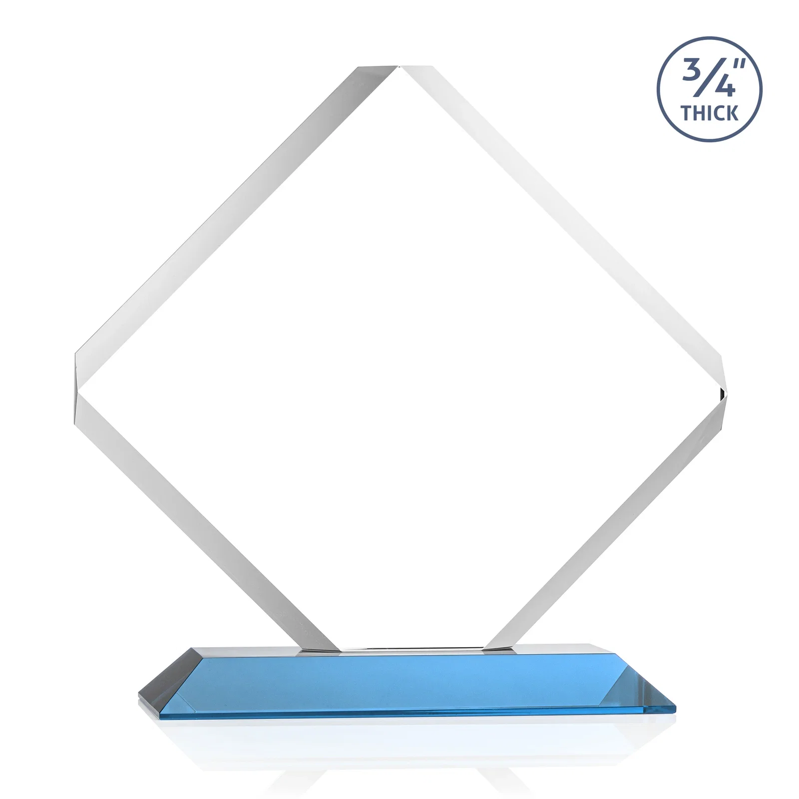 Promotional Clipped-Edge Starfire Crystal Diamond Award on Standard Base, with your logo for retirement presentations