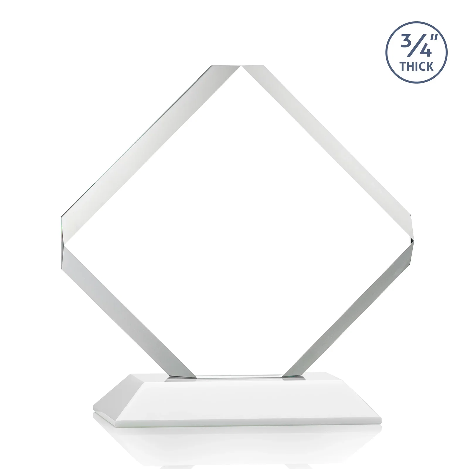 Promotional Clipped-Edge Starfire Crystal Diamond Award on Standard Base, with your logo for team milestone celebrations