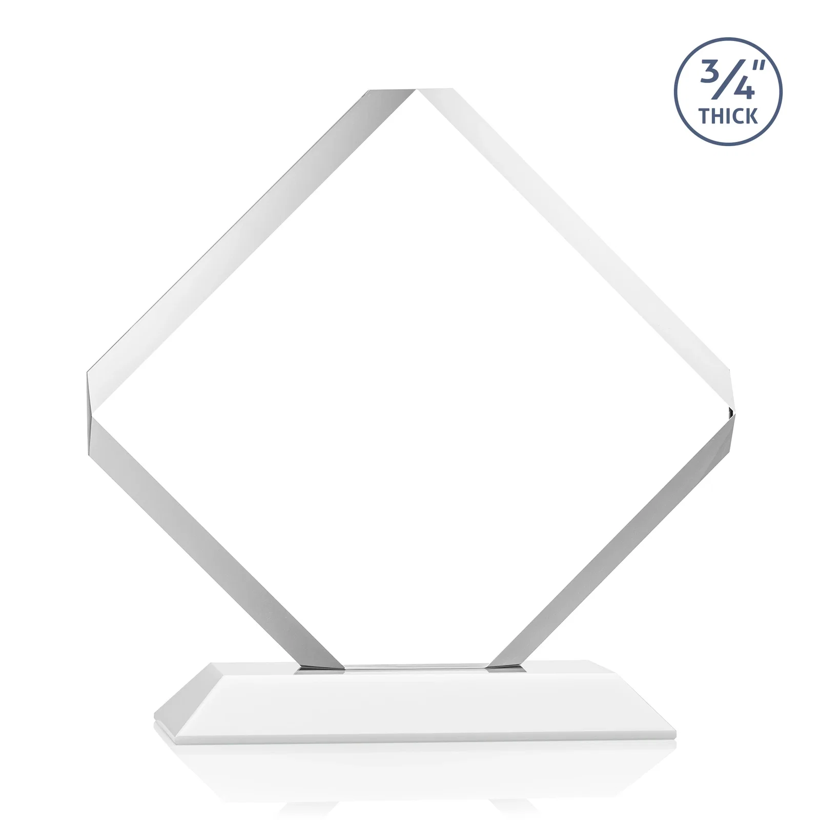 Promotional Clipped-Edge Starfire Crystal Diamond Award on Standard Base, with your logo for donor appreciation