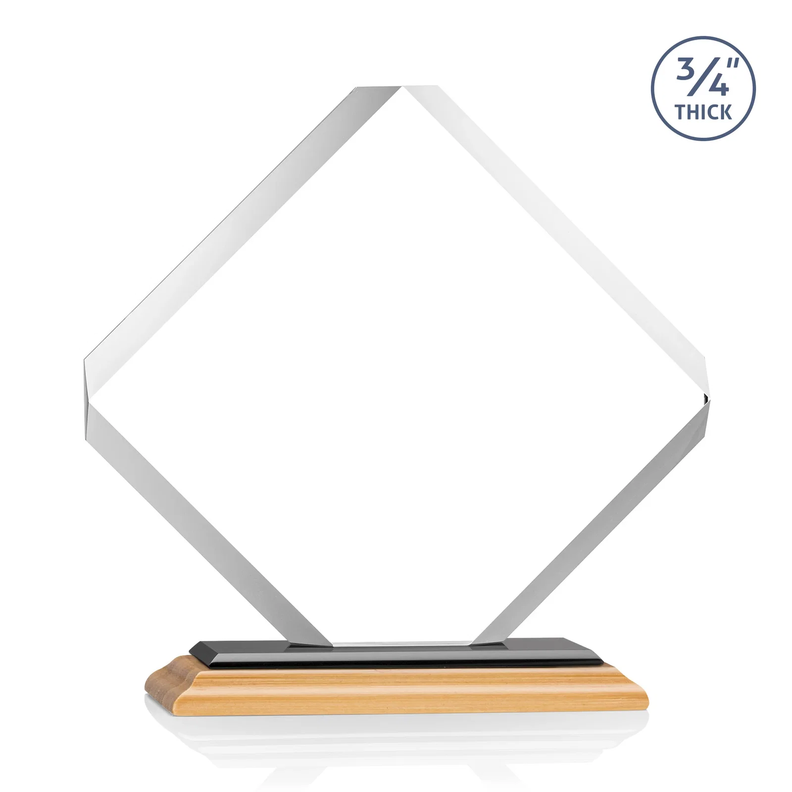 Promotional Clipped-Edge Starfire Crystal Diamond Award on Standard Base, with your logo for volunteer appreciation