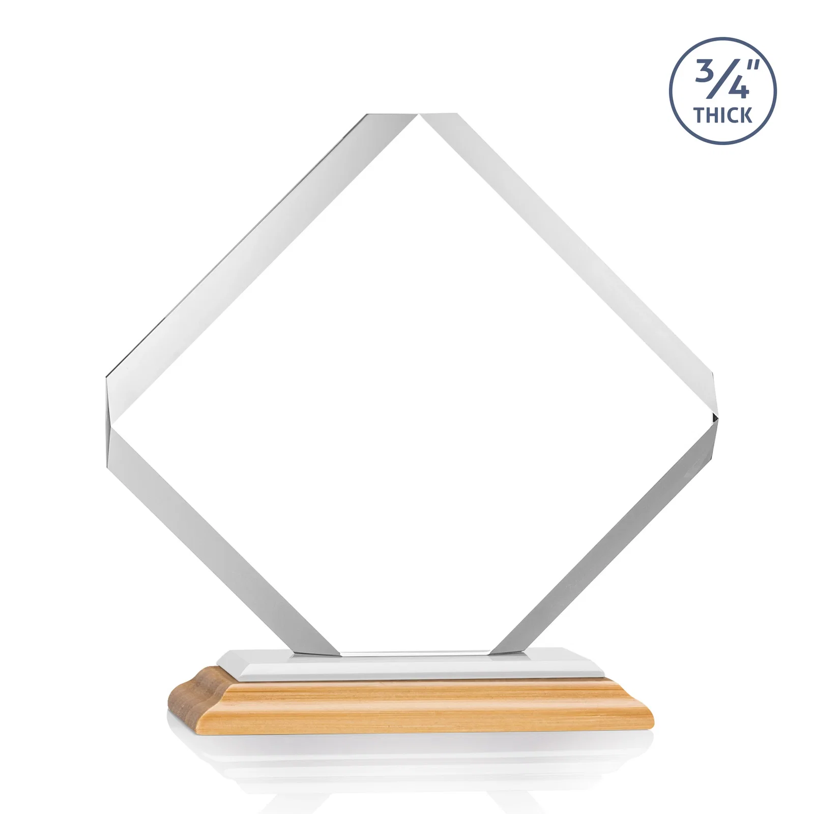 Promotional Clipped-Edge Starfire Crystal Diamond Award on Standard Base, with your logo for company anniversary events