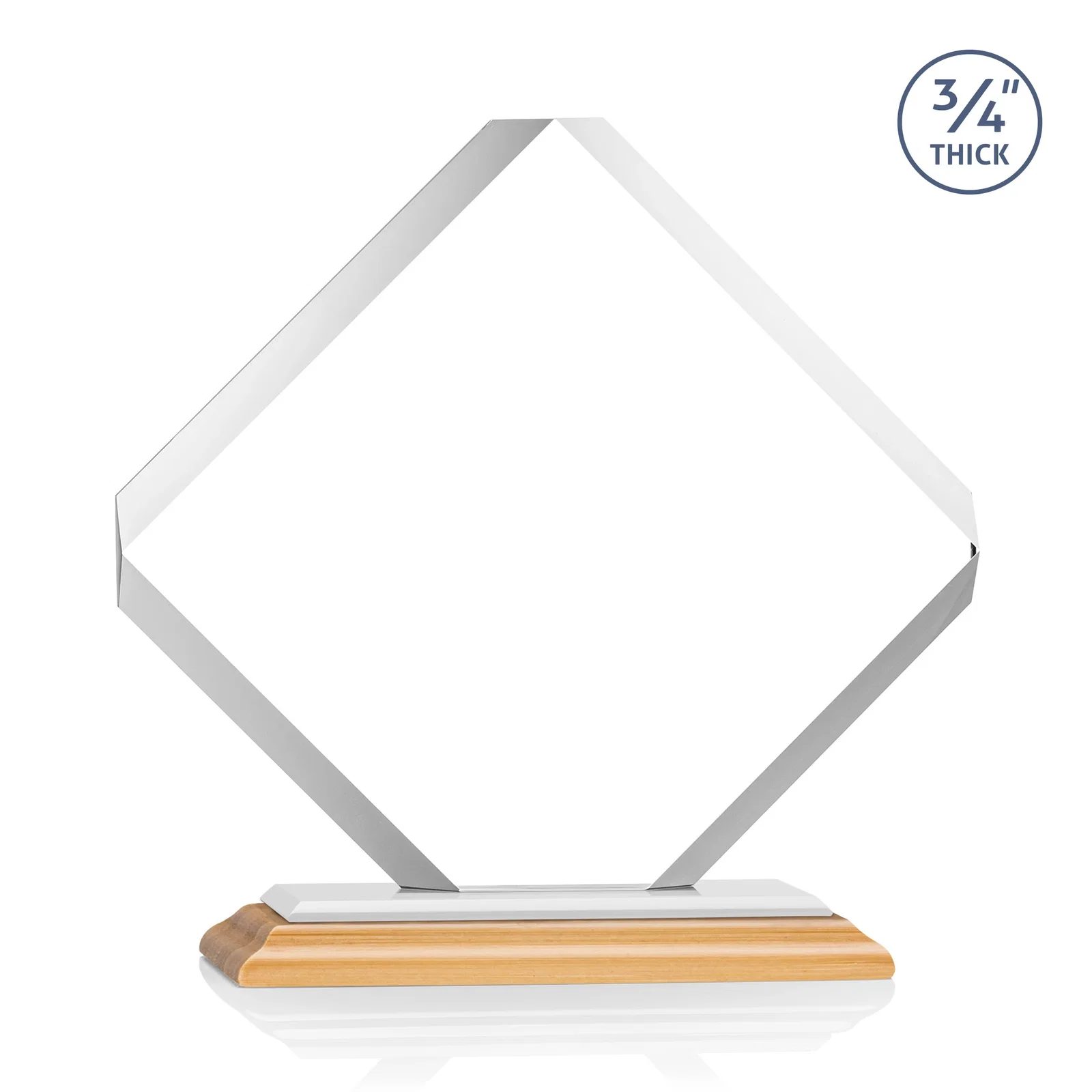 Branded Clipped-Edge Starfire Crystal Diamond Award on Standard Base, with your logo for employee recognition