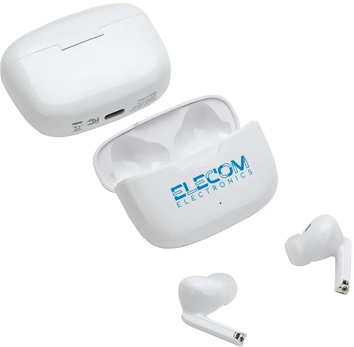 Touring touch-control TWS earbuds, custom branded promotional wireless earbuds, front view of case