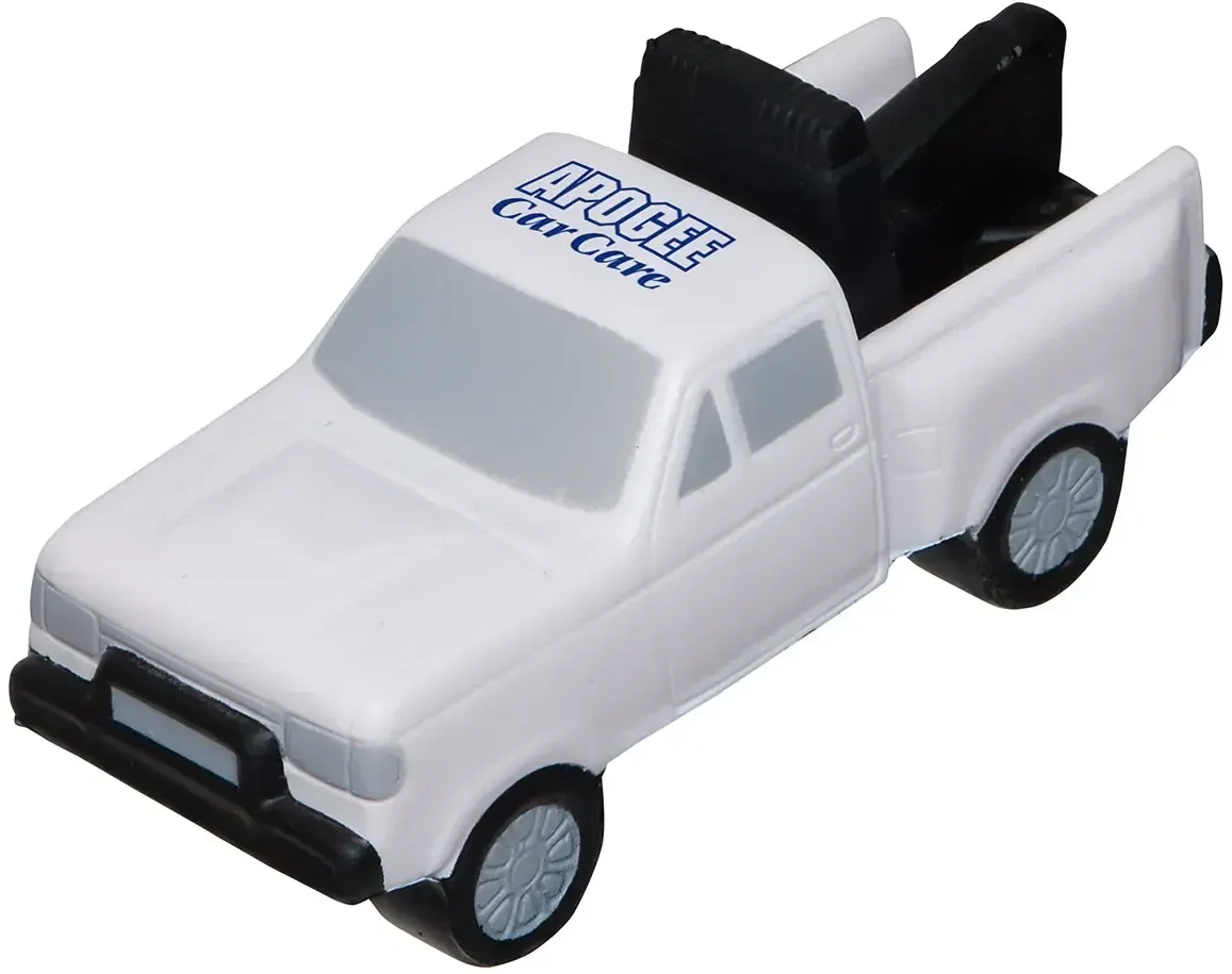 Custom tow truck-shaped promotional stress reliever squeeze toy for branded roadside-assistance giveaways