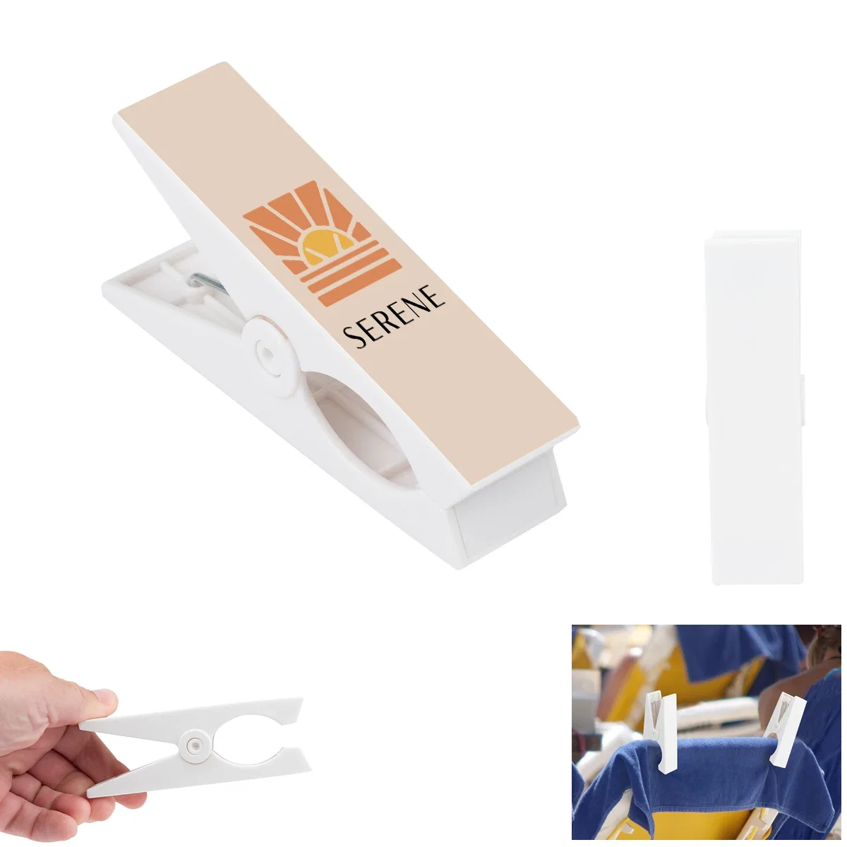 Flat face of the clip where a logo can print