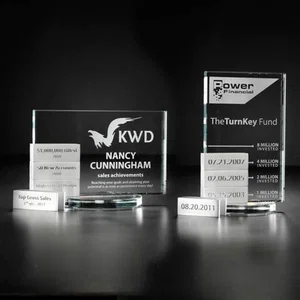Starfire Crystal Tower Award With Engravable Aluminum Blocks