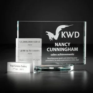 Starfire Crystal Tower Award With Engravable Aluminum Blocks