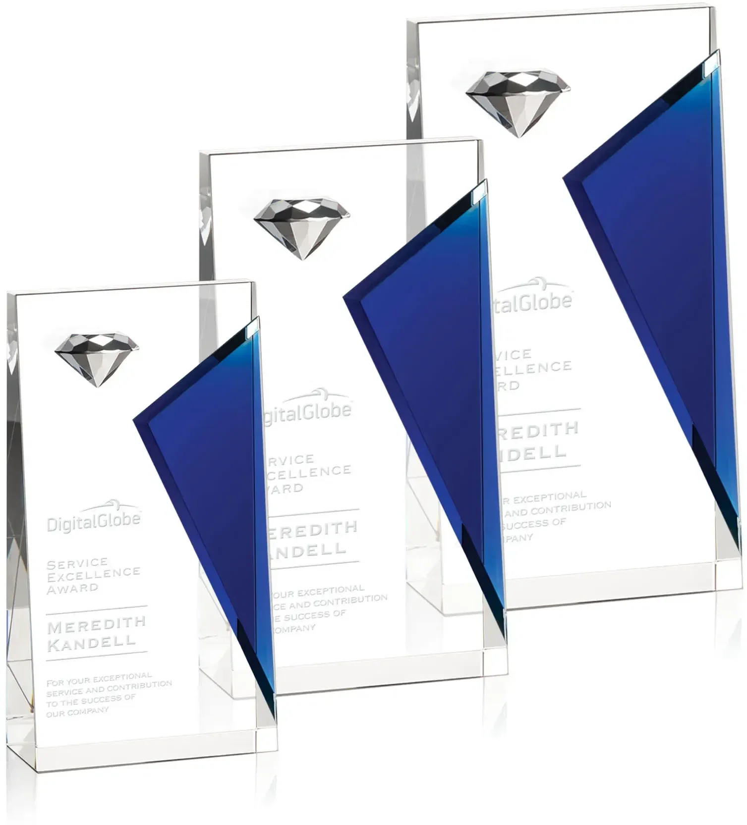 Crystal Tower with a Cobalt Accent Under a Faceted Diamond