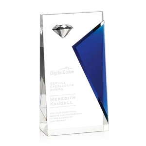 Crystal Tower with a Cobalt Accent Under a Faceted Diamond