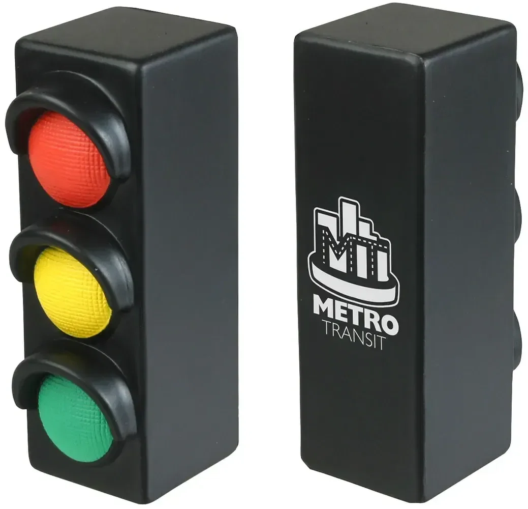 Close-up of the promotional traffic light stress reliever squeeze toy detail
