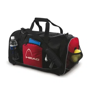 Trainer Duffel Bag, 20" x 13" x 12", 600D Polyester with Ventilated Shoe Section, Embroidered