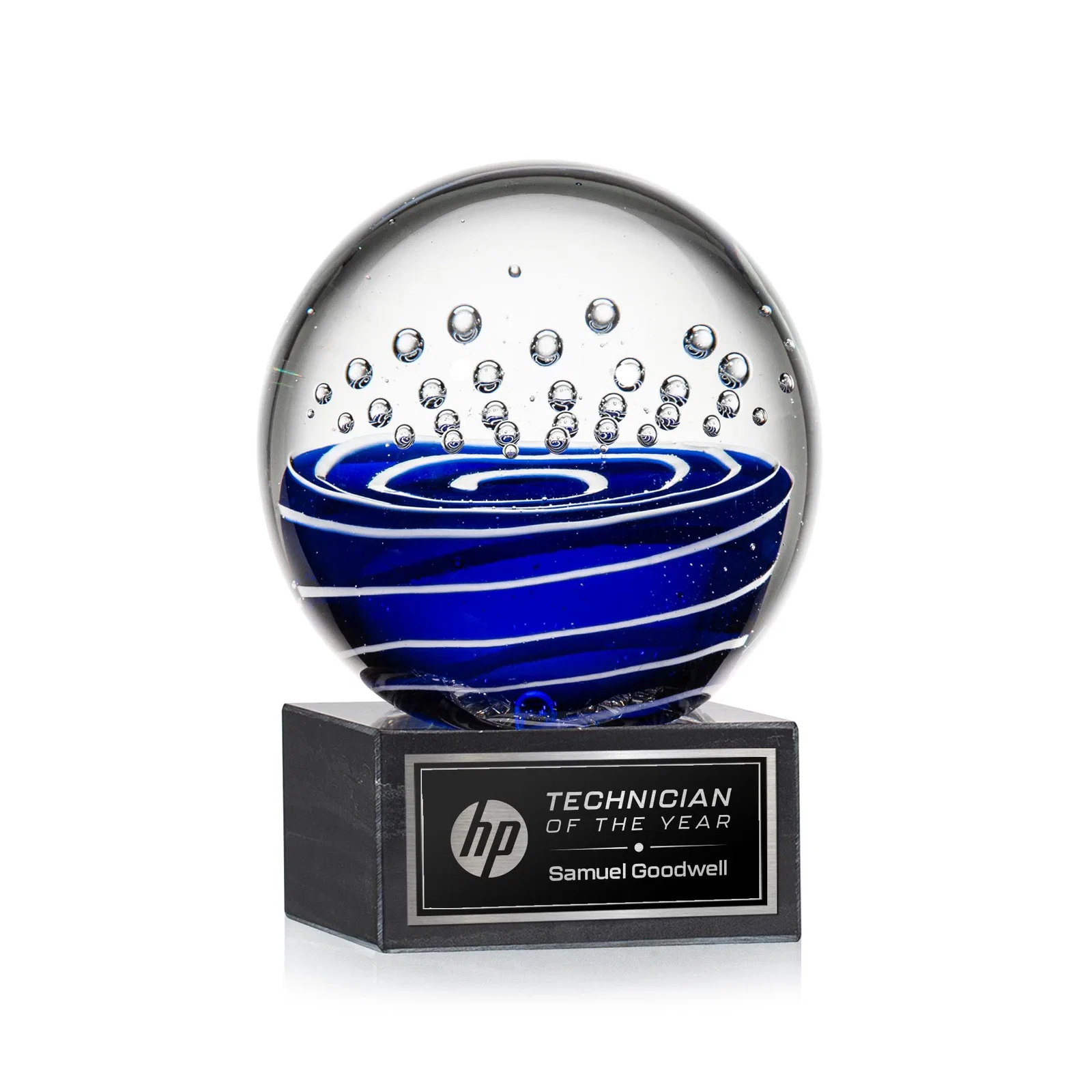 Custom Glass Sphere Award for service anniversary gifts