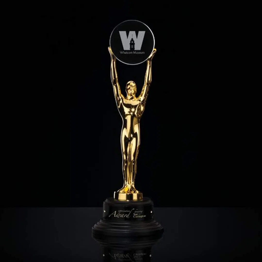 Custom Cast Metal Figure Award With Medallion Holder Arms for corporate award ceremonies