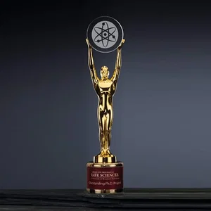 Cast Metal Figure Award With Medallion Holder Arms