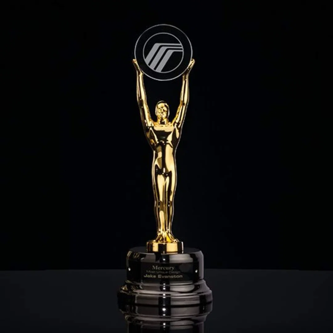 Custom Cast Metal Figure Award With Medallion Holder Arms for donor appreciation