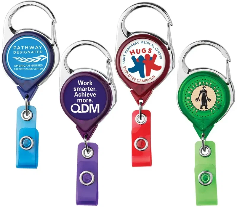 Translucent Badge Reel with Carabiner and Belt Clip — view 1
