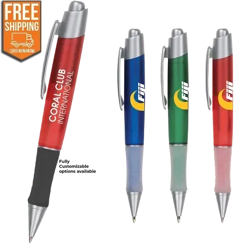 Personalized Translucent Gripper Pen with Free FedEx Ground Shipping — view 1