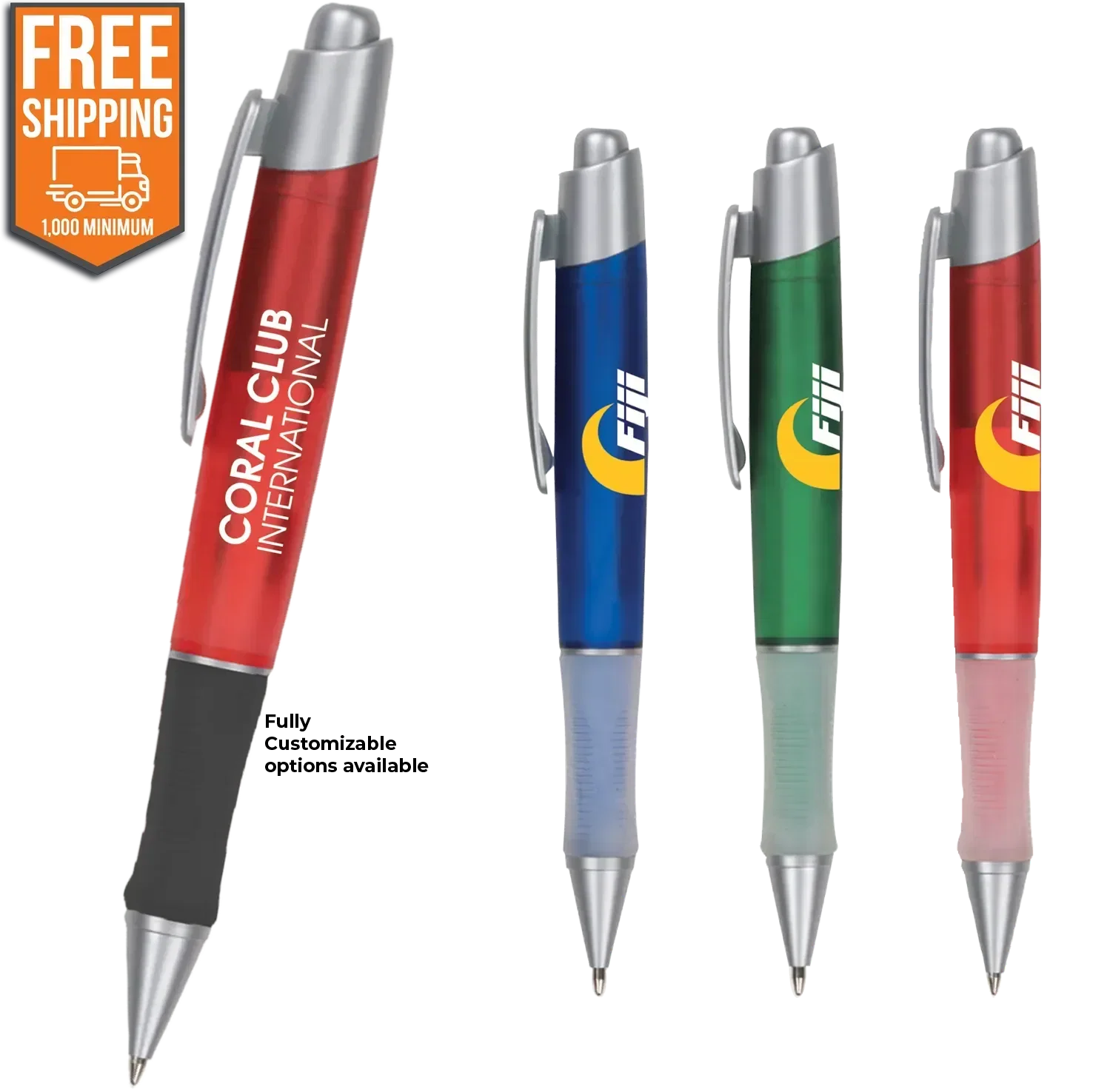 Personalized Translucent Gripper Pen with Free FedEx Ground Shipping — view 3