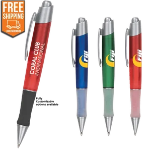 Personalized Translucent Gripper Pen with Free FedEx Ground Shipping
