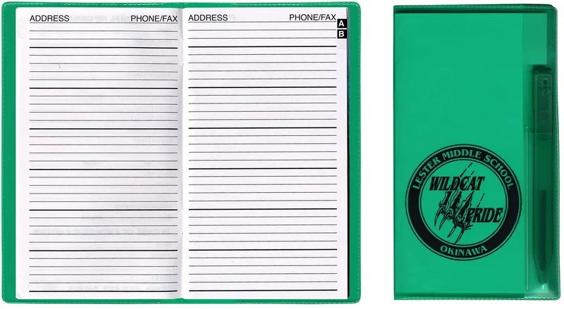 Branded Custom Vinyl Address Book with Pen — view 2