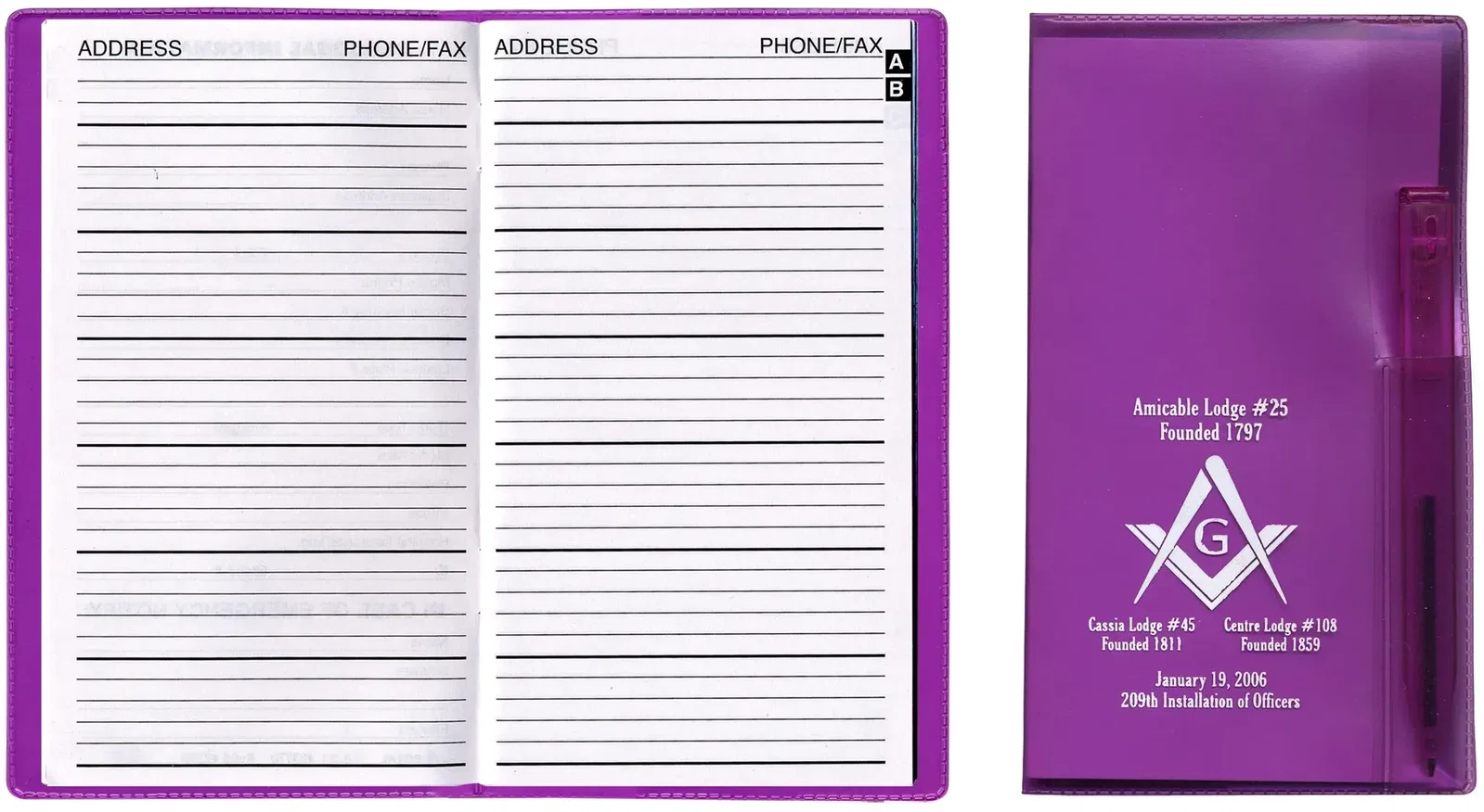 Branded Custom Vinyl Address Book with Pen — view 3