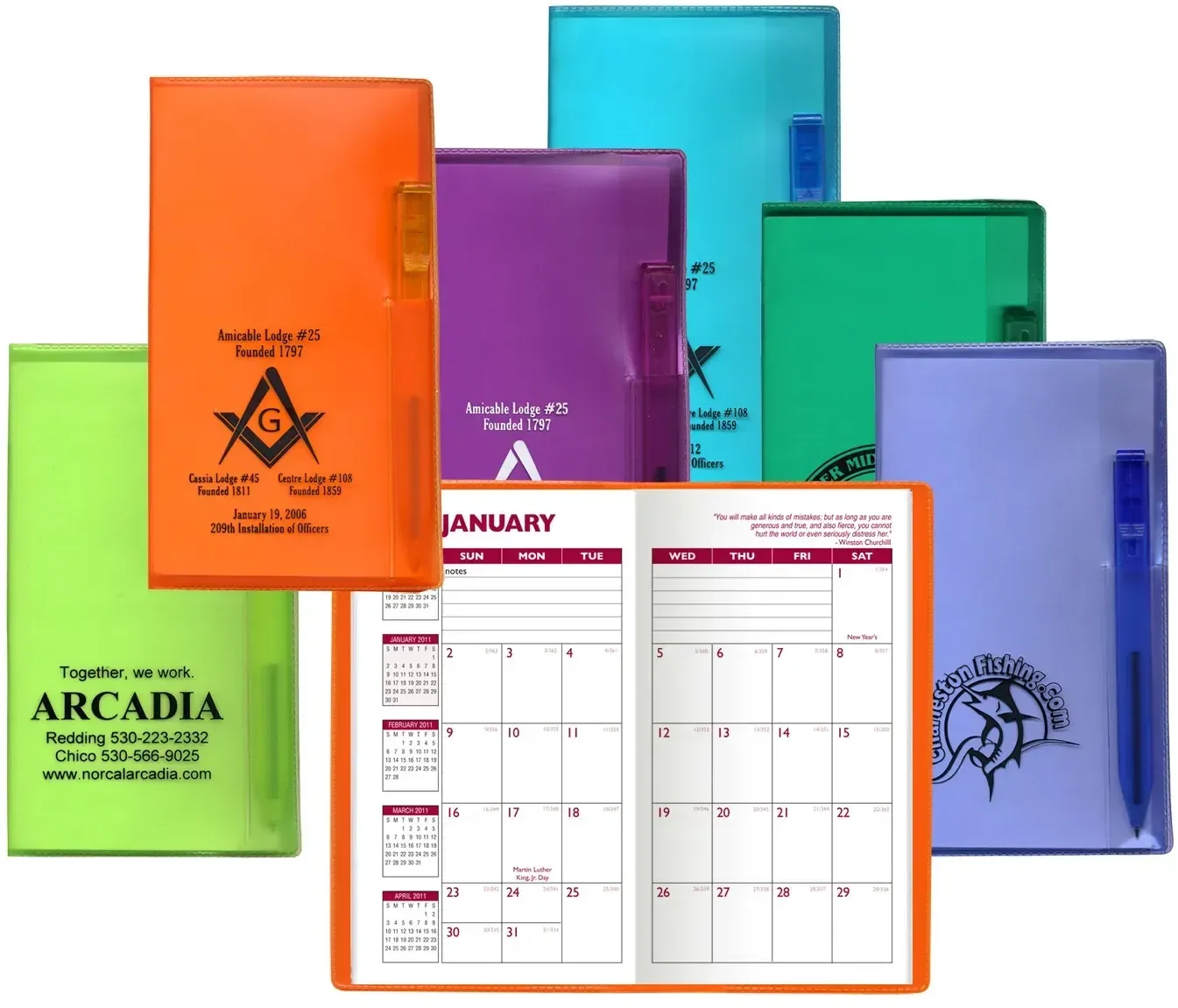 Personalized Translucent Vinyl Cover Monthly Planner with Matching Pen — view 4