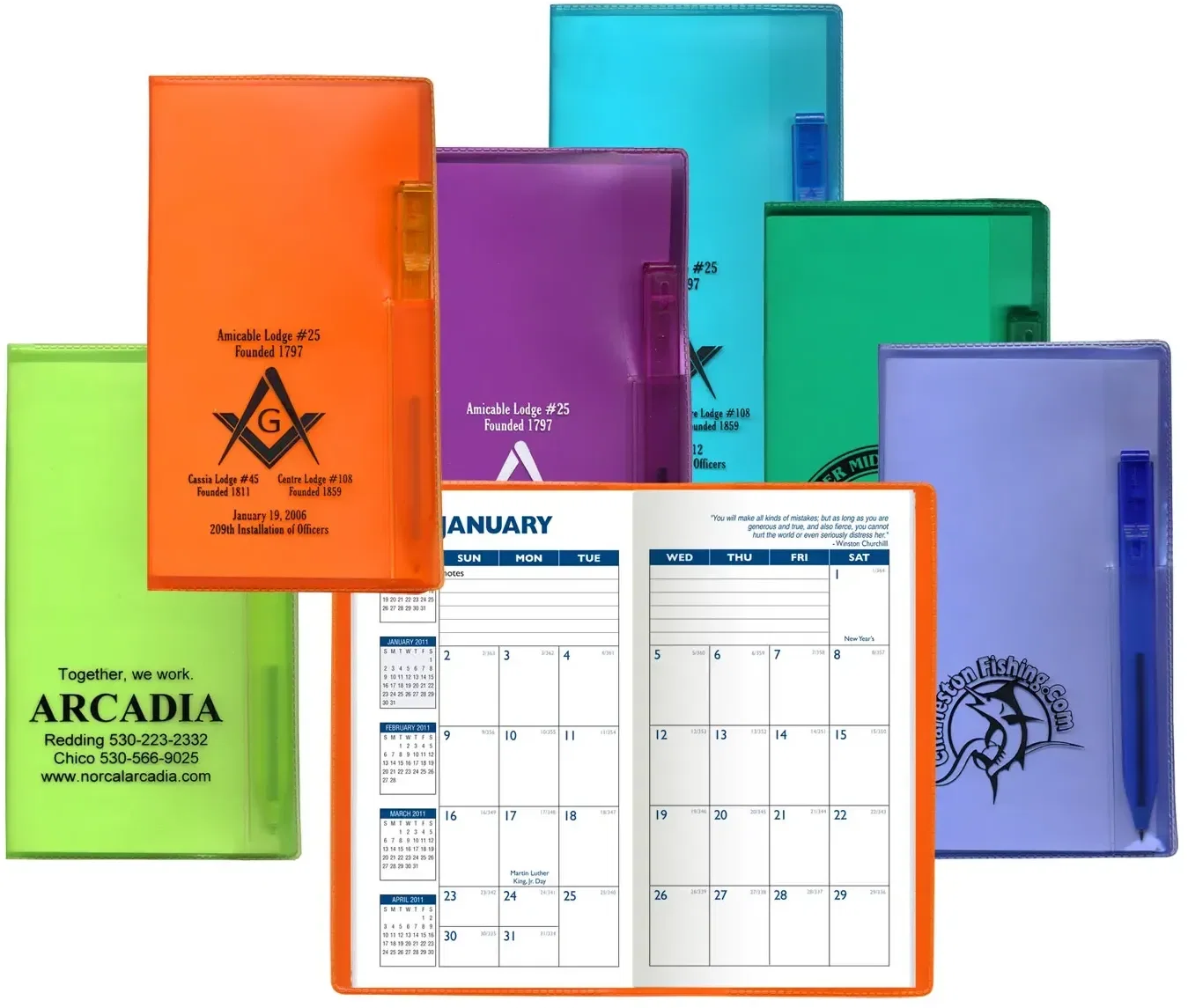 Personalized Translucent Vinyl Cover Monthly Planner with Flat Matching Pen — view 3