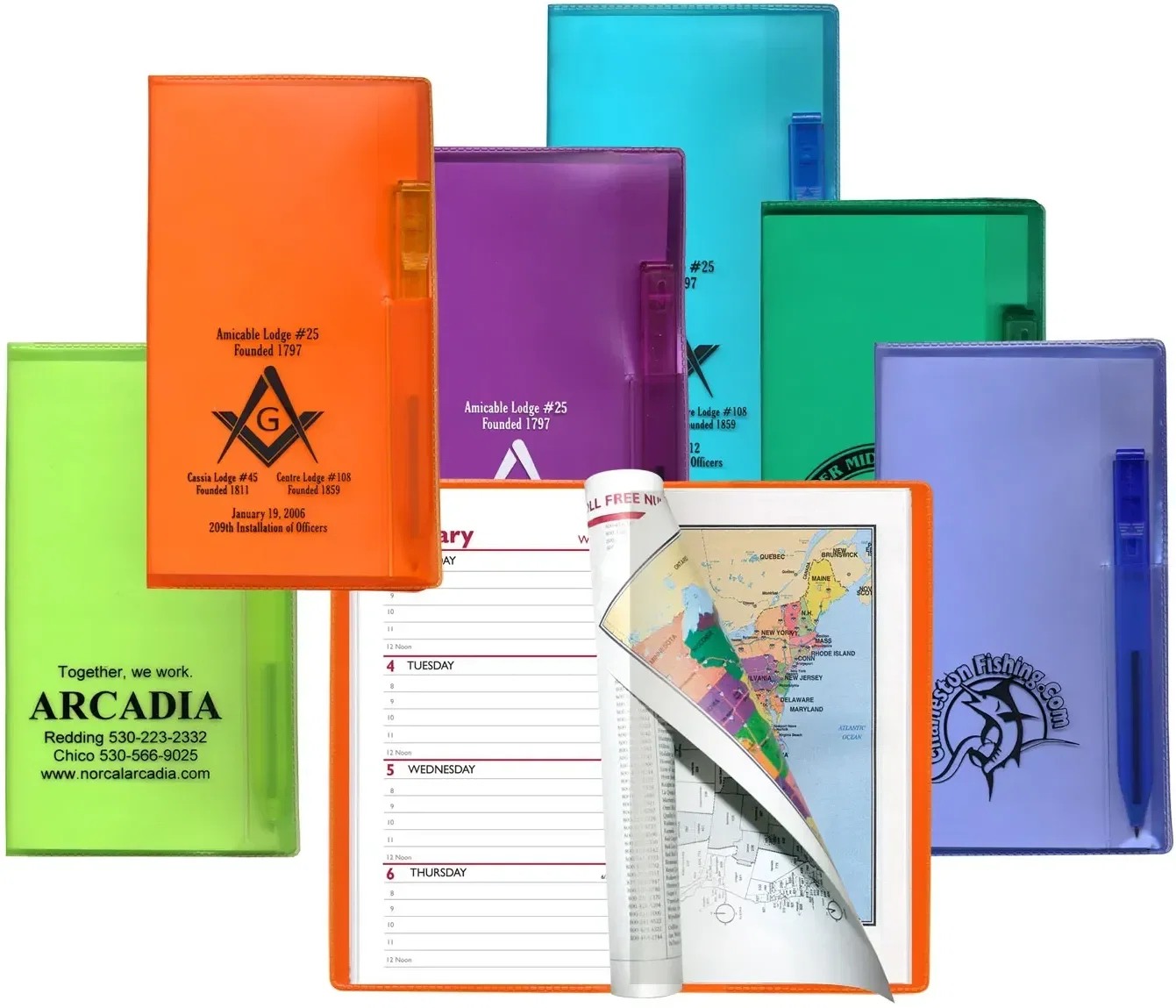 Translucent Vinyl Weekly Planner Set - personalized with logo & flat matching pen — view 3