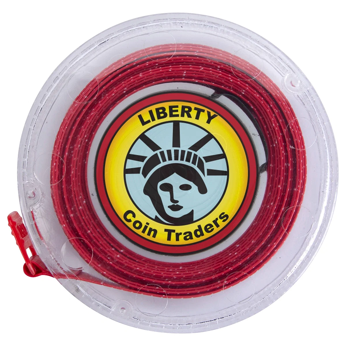 Retractable tape extended to show the printed measurement markings