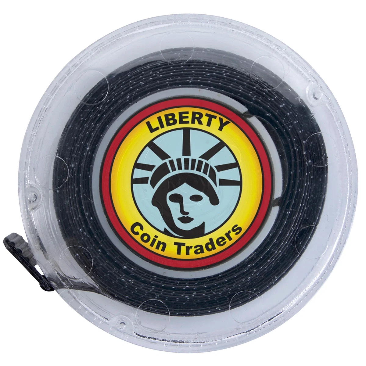 Blue button version of the transparent pocket measuring reel