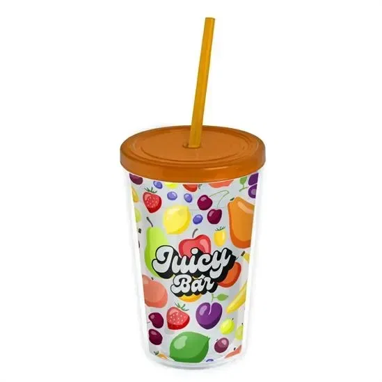 Transparent Tumbler with Straw Lid and Full-Color Insert (16 oz.) — view 2