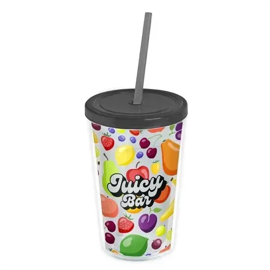 Transparent Tumbler with Straw Lid and Full-Color Insert (16 oz.) — view 3