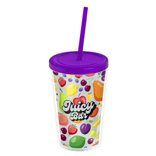 Transparent Tumbler with Straw Lid and Full-Color Insert (16 oz.) — view 4
