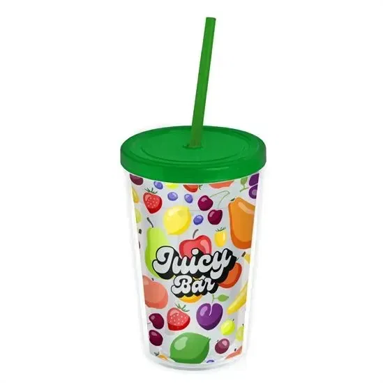 Transparent Tumbler with Straw Lid and Full-Color Insert (16 oz.) — view 7