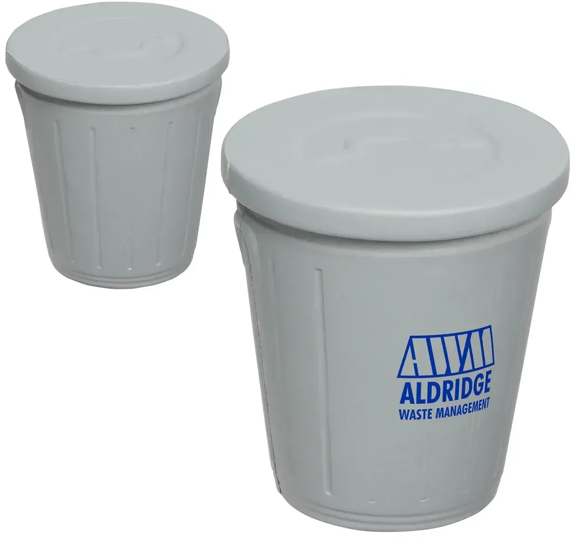 Trash can custom stress reliever, branded promotional squeeze toy for recycling logo giveaways