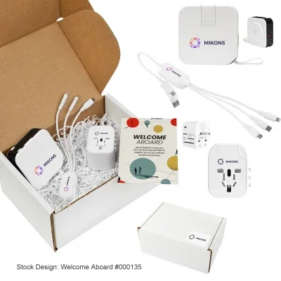 Travel charging station set with a power adapter and cable